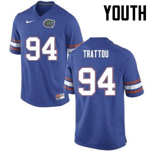 Youth Florida Gators #94 Justin Trattou NCAA Nike Blue Authentic Stitched College Football Jersey AQT2662NB